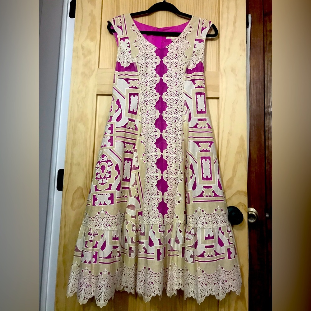 Moulinette Souers Anthropologie french dress cream white pink lace romantic!